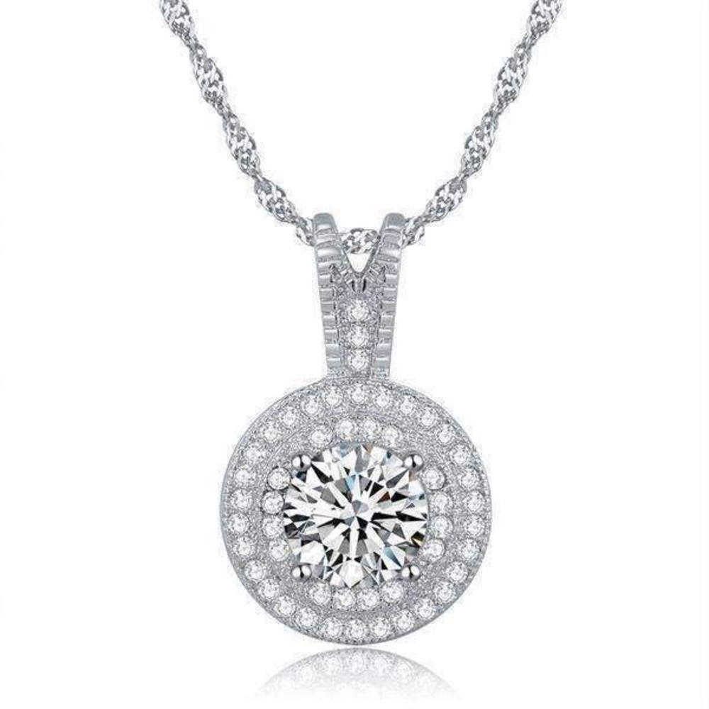 cubic zirconia micro pave 1.25ct pendant necklace